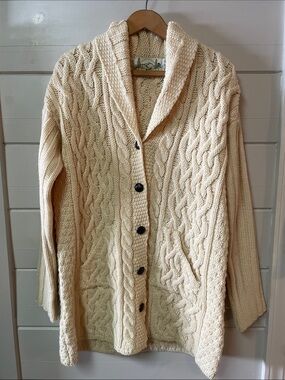 Aran Crafts Ireland
Long Cable Knit Alpaca Merino Wool Cardigan Sweater
Beige Sm